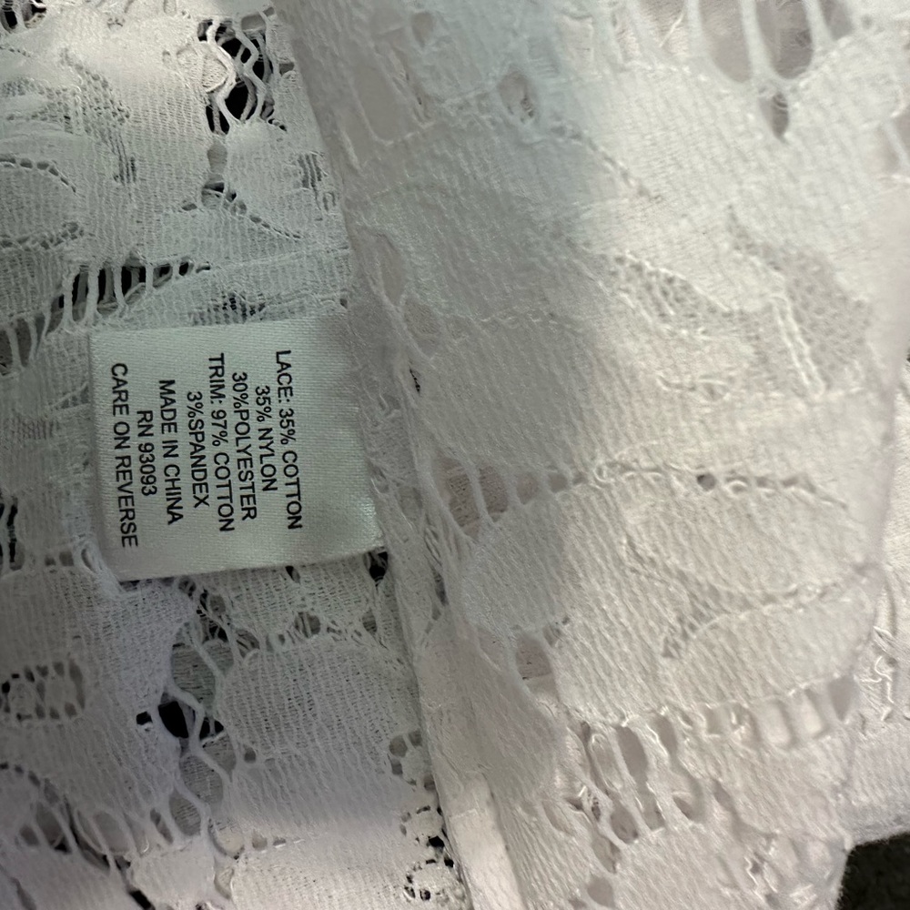 Tyler Boe White Sheer Floral Lace Popover Splitneck Tunic/BathingSuit Cover Med. - Picture 7 of 9